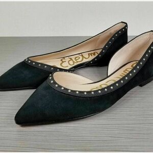 Sam Edelman Roni Half D’Orsay Studded Black Suede Ballet Clasic Flats 7.5